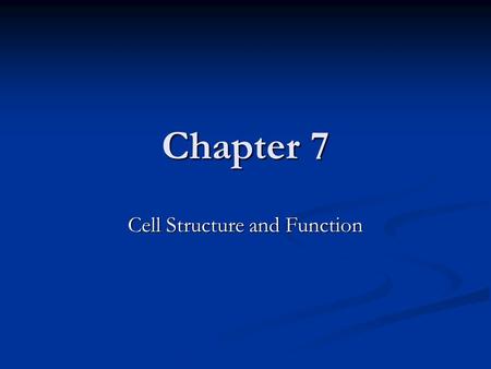 Chapter 7 Cell Structure and Function. Objectives Explain what the cell theory is. Explain what the cell theory is. Describe how researchers explore the.