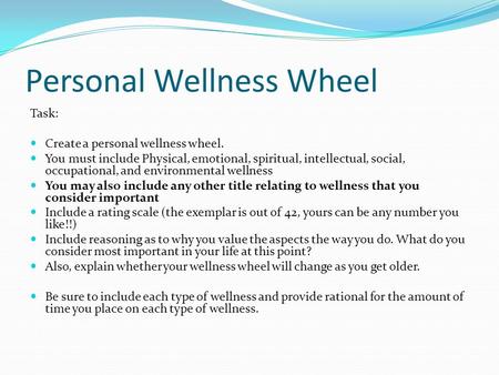 Personal Wellness Wheel