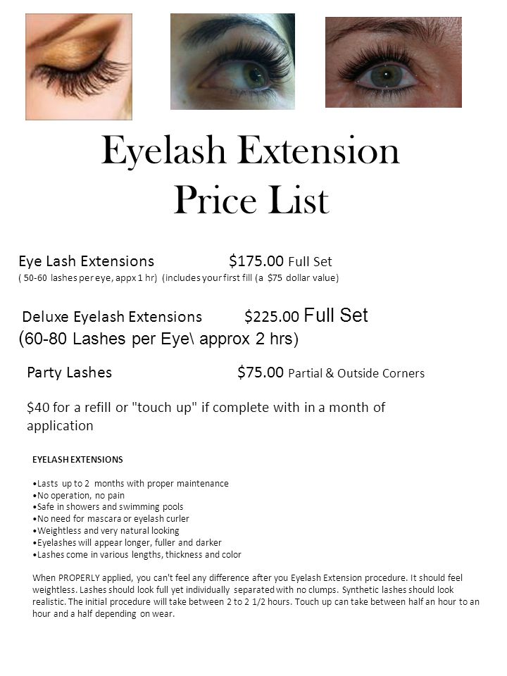 Can You Swim With Eyelash Extensions In Chlorine Eyelash Extension Price List Eye Lash Extensions Full Set Lashes Per Eye Appx 1 Hr Includes Your First Fill A 75 Dollar Value Deluxe Ppt Download