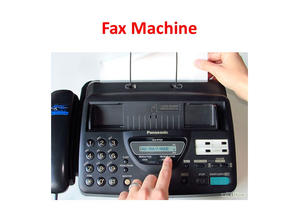 Fax Machine. Receiving fax If you are receiving a fax, then you simply need  to turn your fax machine on, connect it to the phone line, make sure it is.  - ppt