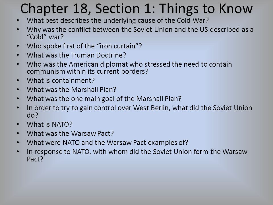 Chapter 18 Section 1 Things To Know Ppt Download