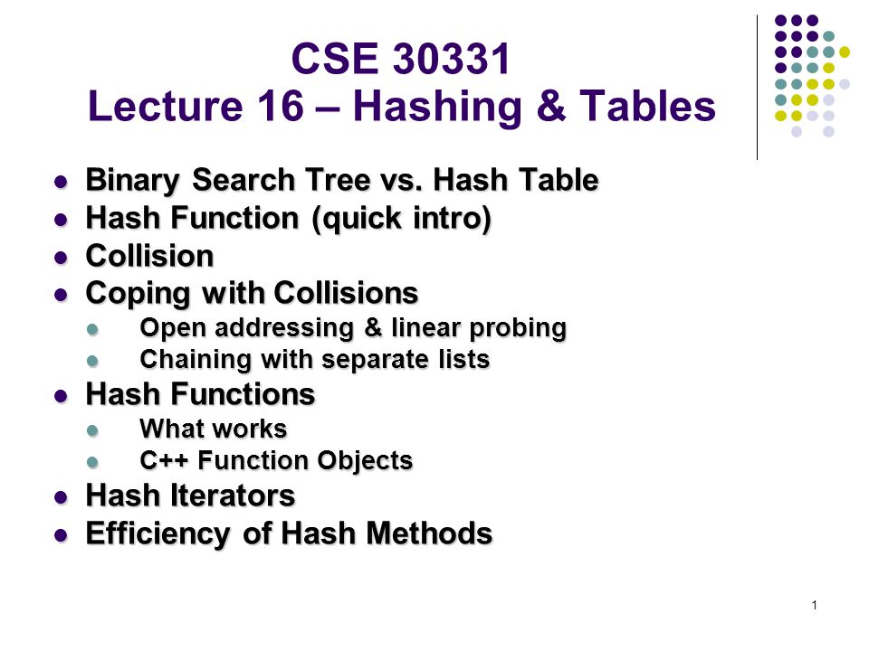 CSE Lecture 16 – Hashing & Tables - ppt video online download
