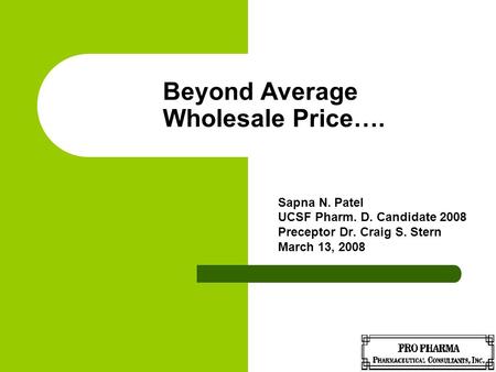 Beyond Average Wholesale Price….