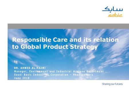 Responsible Care and its relation to Global Product Strategy.