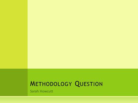 Sarah Howcutt M ETHODOLOGY Q UESTION. T ODAY WE WILL ANSWER : What information needs to go into the methodology question for the psychodynamic approach?