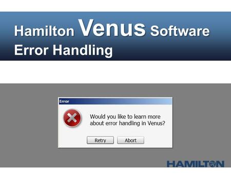 Hamilton Venus Software Error Handling