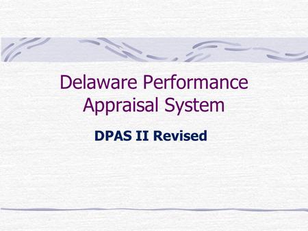 Delaware Performance Appraisal System