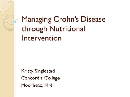 Managing Crohn’s Disease through Nutritional Intervention