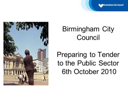 Birmingham City Council Preparing to Tender to the Public Sector 6th October 2010.
