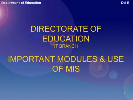 DIRECTORATE OF EDUCATION
