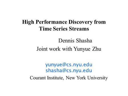 High Performance Discovery from Time Series Streams