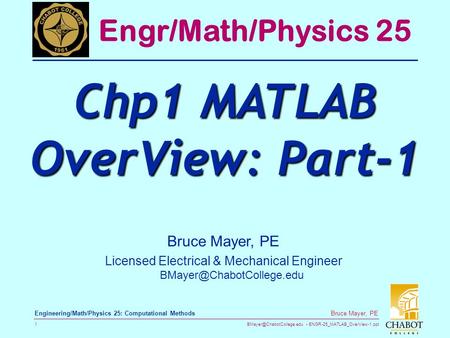Chp1 MATLAB OverView: Part-1
