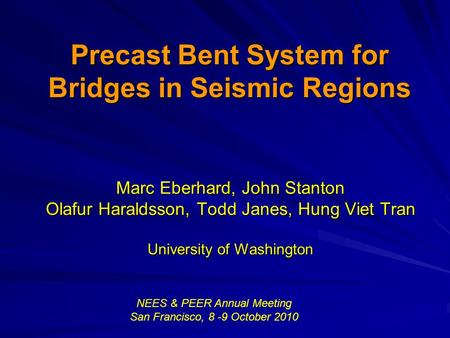 Precast Bent System for Bridges in Seismic Regions