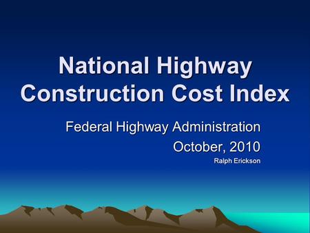 National Highway Construction Cost Index