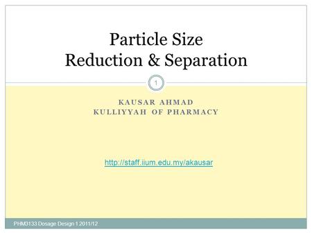 Particle Size Reduction & Separation