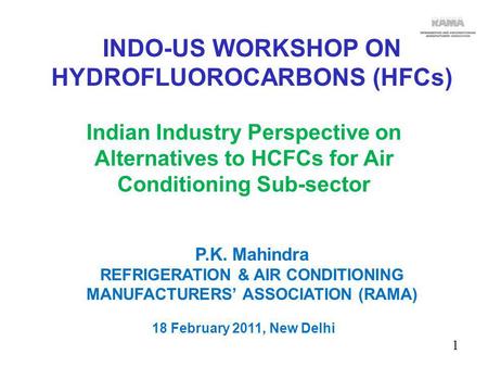 INDO-US WORKSHOP ON HYDROFLUOROCARBONS (HFCs)