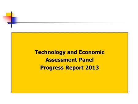Technology and Economic Assessment Panel Progress Report 2013.