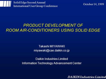 PRODUCT DEVELOPMENT OF ROOM AIR-CONDITIONERS USING SOLID EDGE