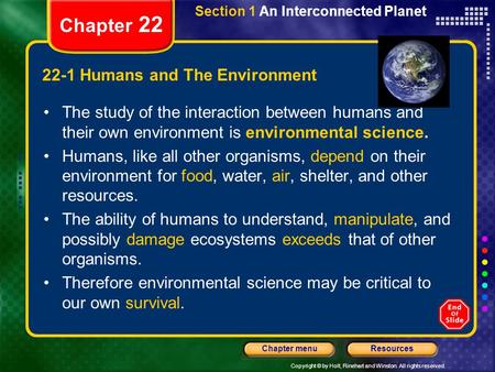 22-1 Humans and The Environment