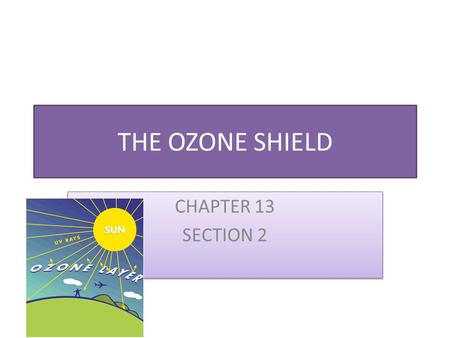 THE OZONE SHIELD CHAPTER 13 SECTION 2.