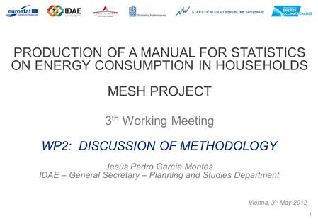 1 PRODUCTION OF A MANUAL FOR STATISTICS ON ENERGY CONSUMPTION IN HOUSEHOLDS MESH PROJECT 3 th Working Meeting Vienna, 3 th May 2012 WP2: DISCUSSION OF.