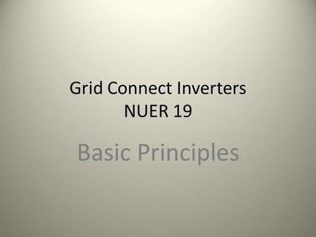 Grid Connect Inverters NUER 19