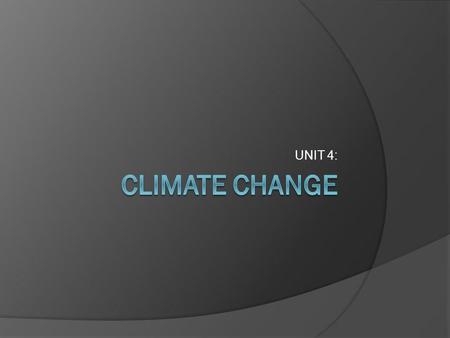 UNIT 4: CLIMATE CHANGE.