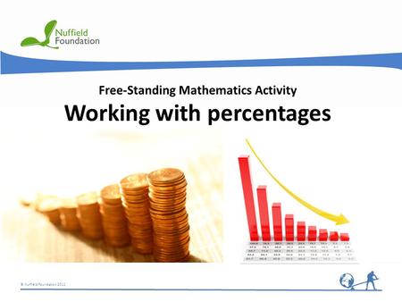 © Nuffield Foundation 2012 Free-Standing Mathematics Activity Working with percentages.