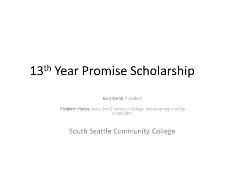 13th Year Promise Scholarship