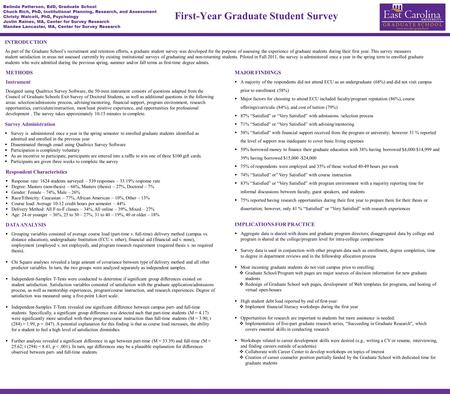 First-Year Graduate Student Survey INTRODUCTION As part of the Graduate Schools recruitment and retention efforts, a graduate student survey was developed.