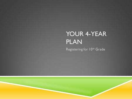 YOUR 4-YEAR PLAN Registering for 10 th Grade. TODAY IN BDB Fill out a SMALL portion of your Individual Graduation Plan Do not move ahead of your teacher.