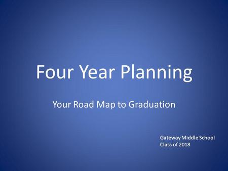Four Year Planning Your Road Map to Graduation Gateway Middle School Class of 2018.