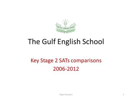 The Gulf English School Key Stage 2 SATs comparisons 2006-2012 Nigel Kynaston1.