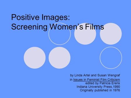 Positive Images: Screening Women’s Films