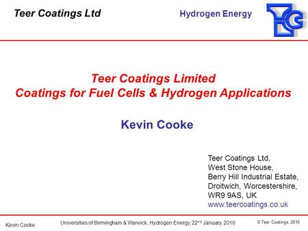Coatings for Fuel Cells & Hydrogen Applications