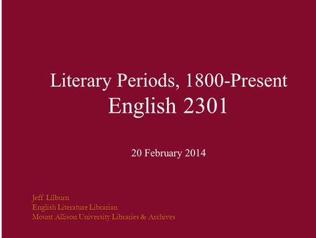 Literary Periods, 1800-Present