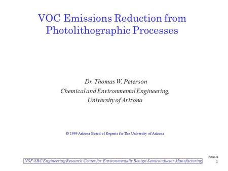 VOC Emissions Reduction from Photolithographic Processes