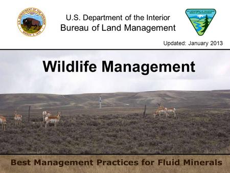 U.S. Department of the Interior Bureau of Land Management Wildlife Management Updated: January 2013.