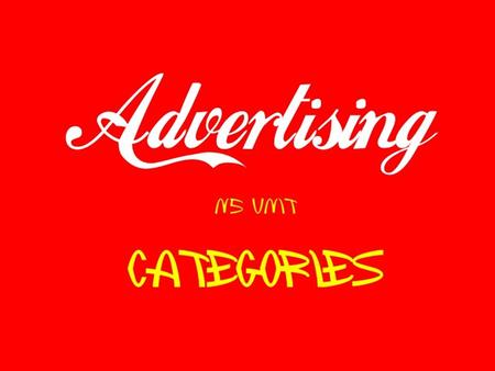 The first key aspect we will cover is categories. This looks at the form of the ad (what type it is), the purpose of the ad (what it is for) and sometimes.