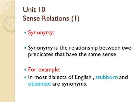 Unit 10 Sense Relations (1)