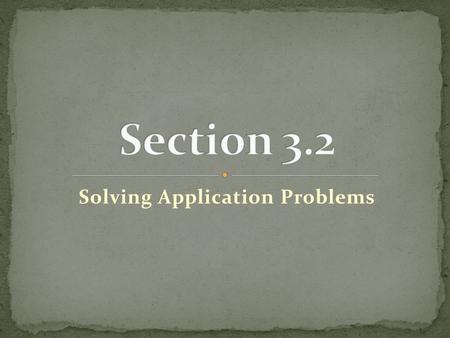 Solving Application Problems