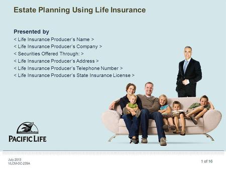 1 of 16 Estate Planning Using Life Insurance July 2013 VLCM-OC-239A Presented by.