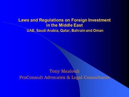 Tony Maalouli ProConsult Advocates & Legal Consultants