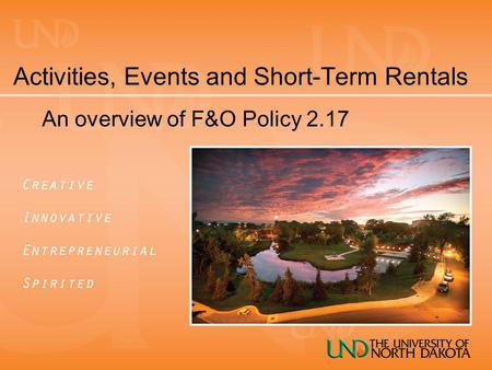 Activities, Events and Short-Term Rentals An overview of F&O Policy 2.17.