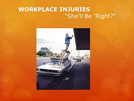 WORKPLACE INJURIES Shell Be Right?. The Current Issue: Sub-Topic and Selected Target Population Workplace Injuries = Significant Financial & Social Burden.