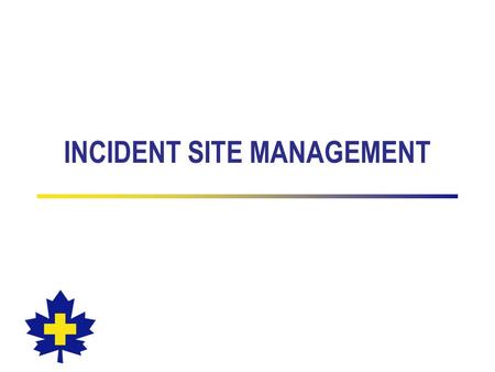 INCIDENT SITE MANAGEMENT. Incident Site Management The effective and systematic use of all resources to deal with a situation involving a patient All.