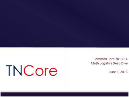 STRATEGIC PLAN Common Core 2013-14 Math Logistics Deep Dive June 6, 2013.