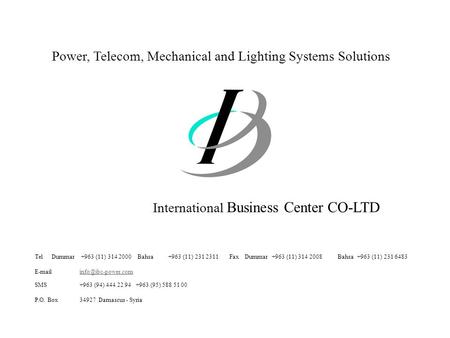 Power, Telecom, Mechanical and Lighting Systems Solutions