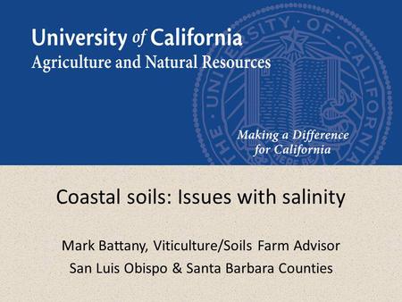 Coastal soils: Issues with salinity