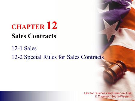 CHAPTER 12 Sales Contracts